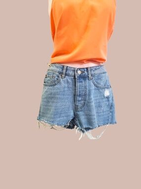 Vanilla Star Light Blue Distressed Denim Cutoff Shorts